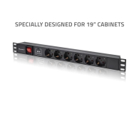 Qoltec Aluminiowa Listwa zasilająca PDU do RACK 19'' 1U 16A 6xSCH - 1257493 - zdjęcie 2